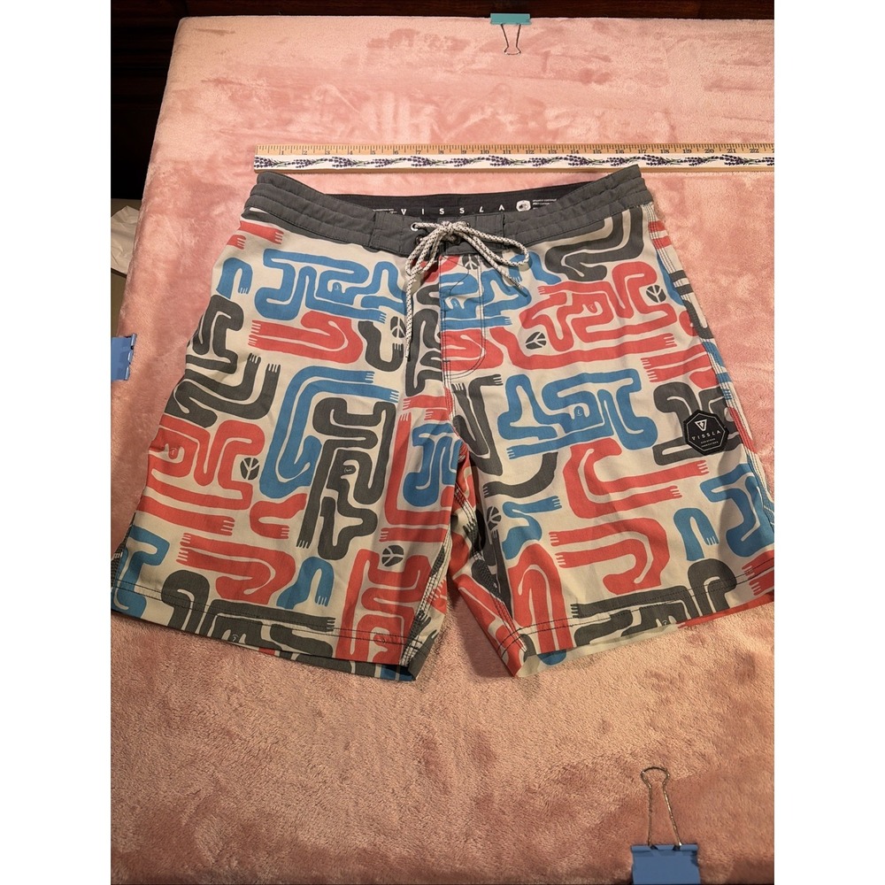Vissla Foundation Boardshorts Men 34/ 7 Polyester Beach Swimming Weekend Casual
